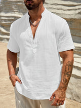 Linen Shirt with V-Neck