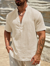 Linen Shirt with V-Neck