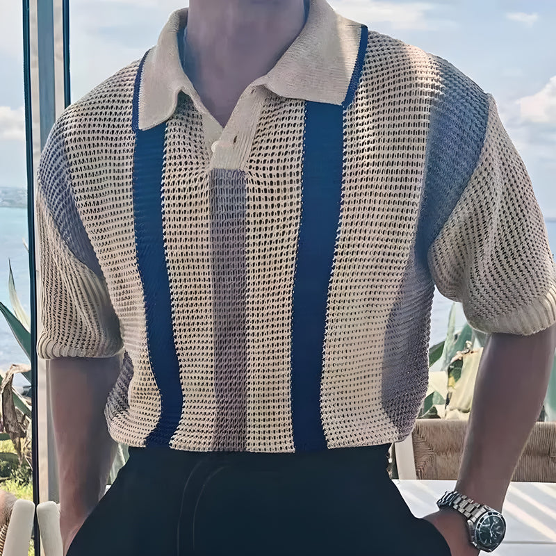 Hand-knitted Striped Polo