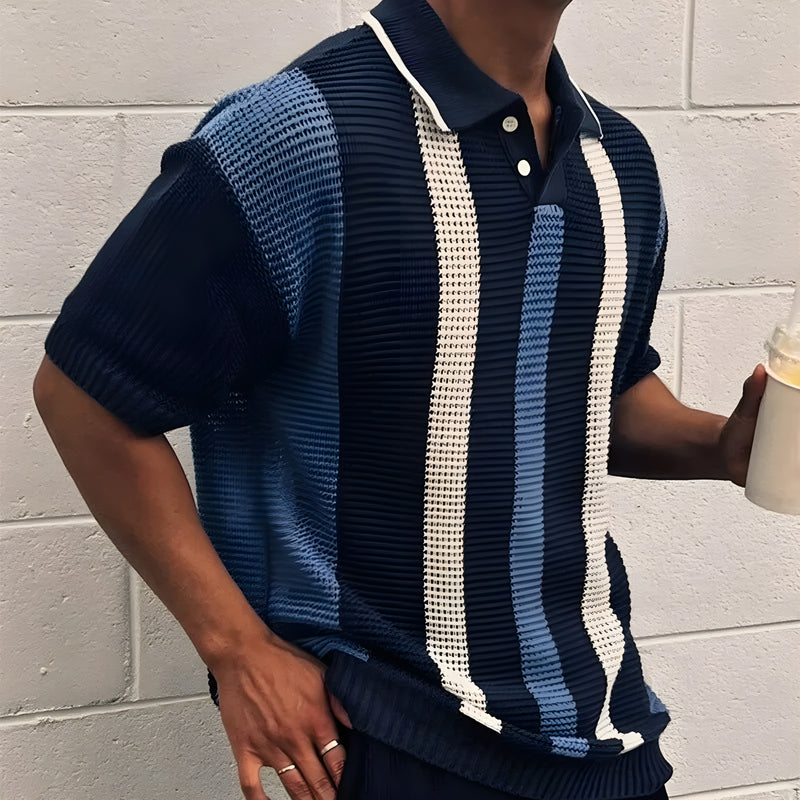 Hand-knitted Striped Polo